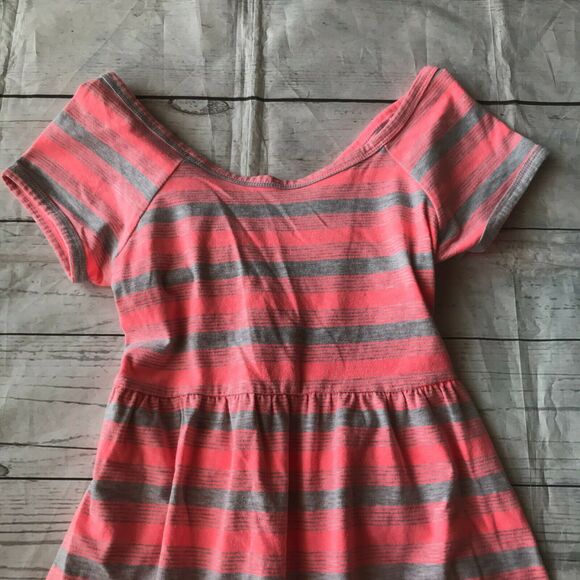 Code Bleu Girl’s Pink Gray Striped Dress Kid’s Youth Size Large - Picture 3 of 9